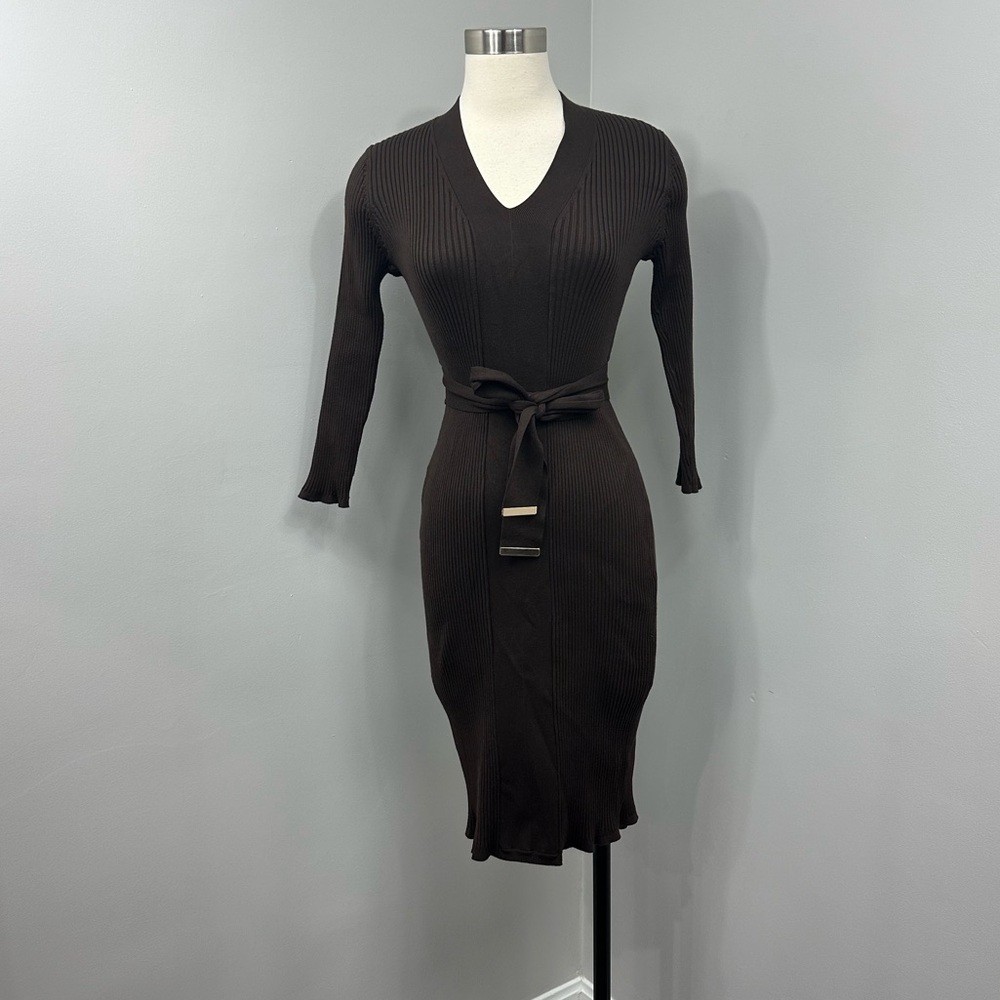Calvin Klein Brown Ribbed Dress‎